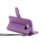 Wholesale Galaxy S7 Edge Folio Flip Leather Wallet Case with Strap (Dark Purple)